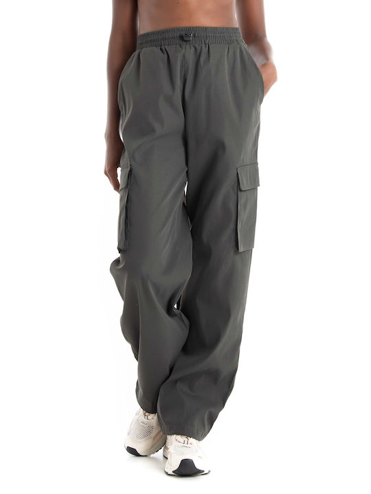 Only Women's Cotton Cargo Trousers with Elastic Washed Black