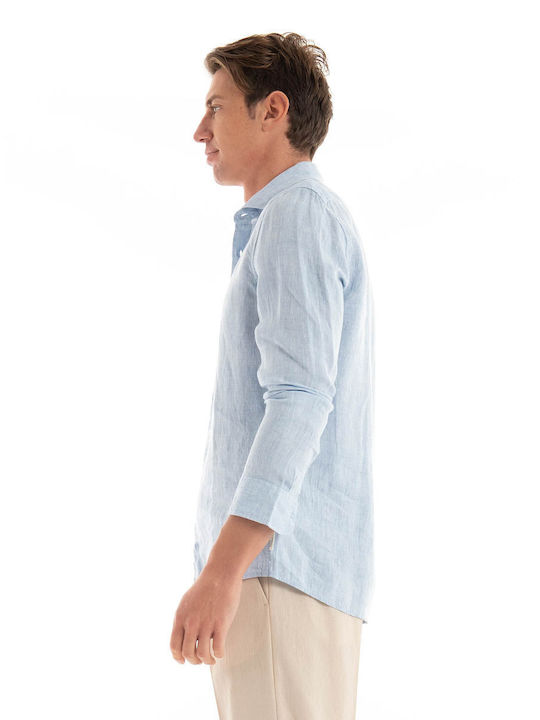 Marc O'Polo Men's Shirt Linen Light Blue