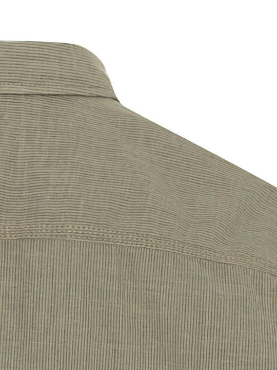 Short-sleeved Corduroy Shirt Striped Khaki