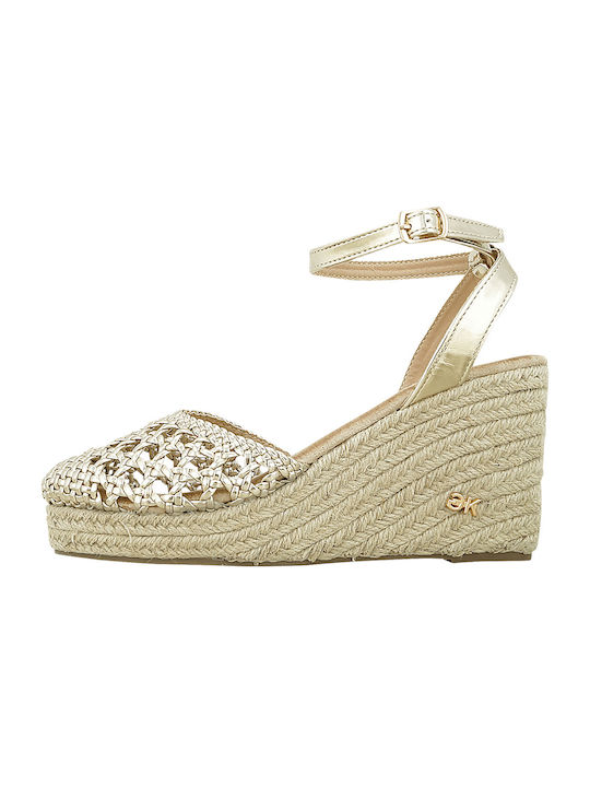 Gianna Kazakou Women's Leather Platform Espadrilles Gold