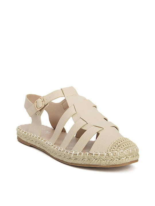 Keep Fred Damen Flache Sandalen mit Riemen in Beige Farbe