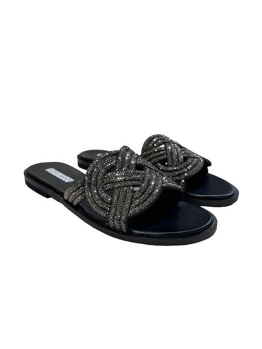 Sofia Manta Leather Women's Flat Sandals in Gray Color