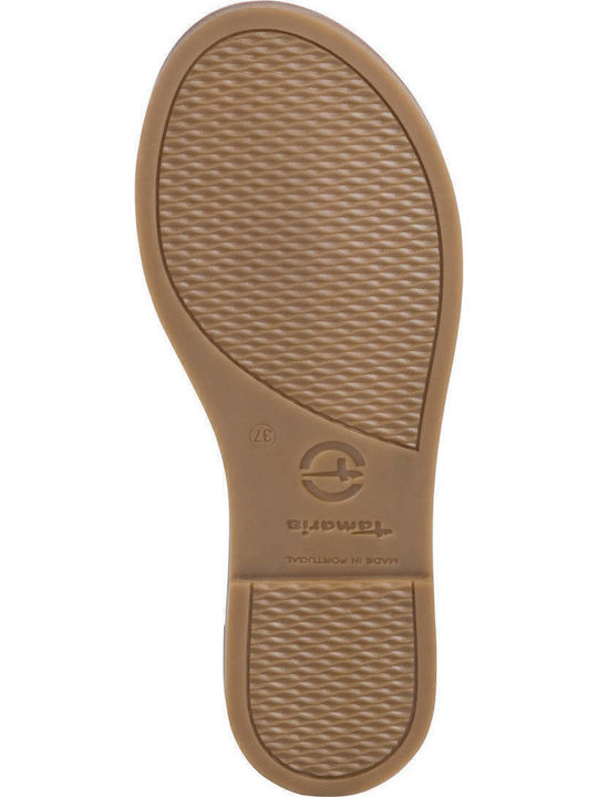 Leder Flache Sandalen für Damen in Gold Farbe