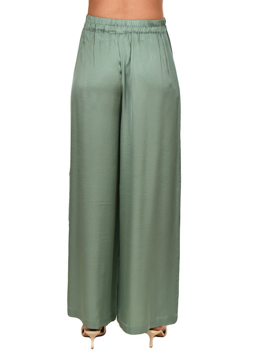 Aggel Women's Satin Trousers in Relaxed Fit Teal