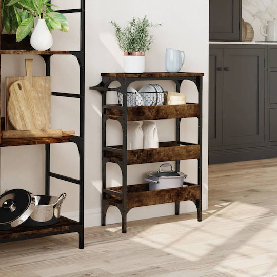 vidaXL vidaXL Lebensmittelregal Hölzernes 3 Ebenen Braun 53x20x76cm