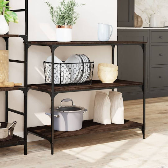 vidaXL vidaXL Lebensmittelregal Hölzernes 3 Ebenen Braun 102x50x95cm