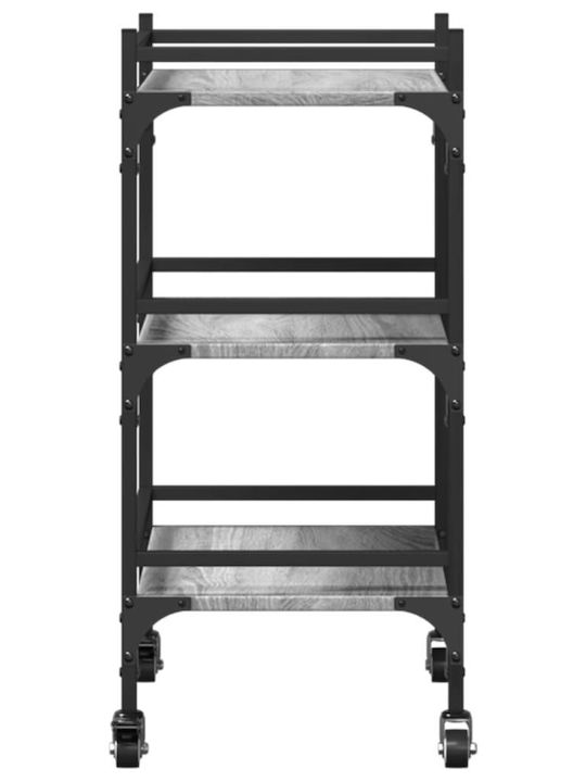 vidaXL Wooden Kitchen Trolley 3 Tiers Gray 50x35x75.5cm