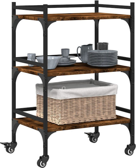 vidaXL Τρόλεϊ Κουζίνας Ξύλινο 3 Θέσεων Καφέ 50x35x75.5cm