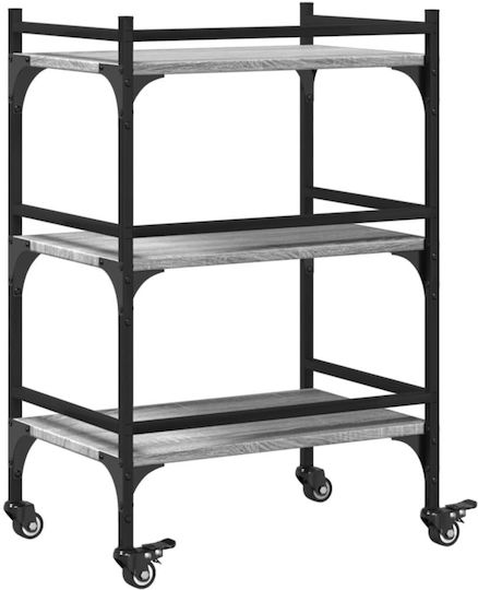 vidaXL Τρόλεϊ Κουζίνας Ξύλινο 3 Θέσεων Γκρι 50x35x75.5cm