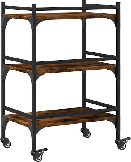 vidaXL Τρόλεϊ Κουζίνας Ξύλινο 3 Θέσεων Καφέ 50x35x75.5cm