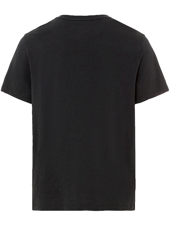 Camel Active Men's Short Sleeve T-shirt with Buttons Black