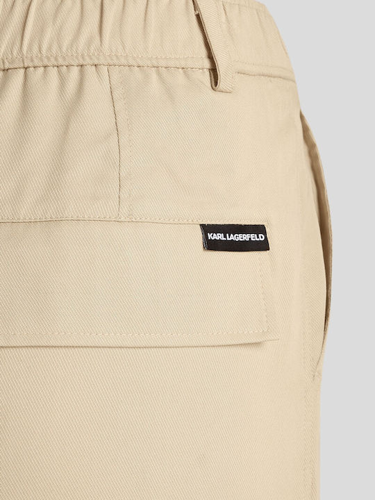 Karl Lagerfeld Women's Linen Cargo Trousers Beige