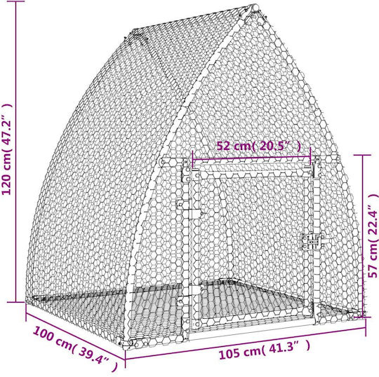 vidaXL 3281527 Galvanized Steel Cage for Rabbits 100x105x120cm