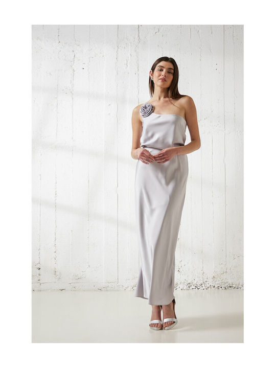 Enzzo Set with Satin Skirt in Silver color