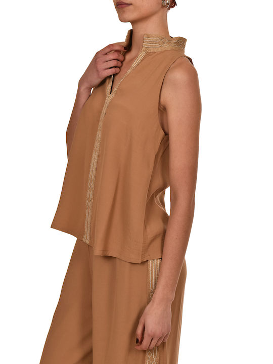 Aggel Damen Bluse Camel