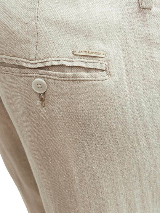 Trousers in Tapered Line Crockery Herringbone