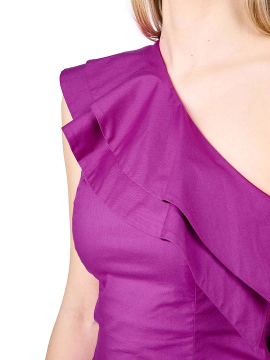Γυναικεία Μπλούζα Off-Shoulder με έναν Ώμο Μωβ