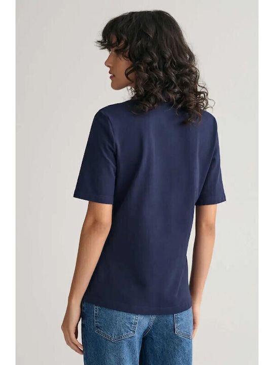 Damen Polo Bluse Kurzarm Marineblau