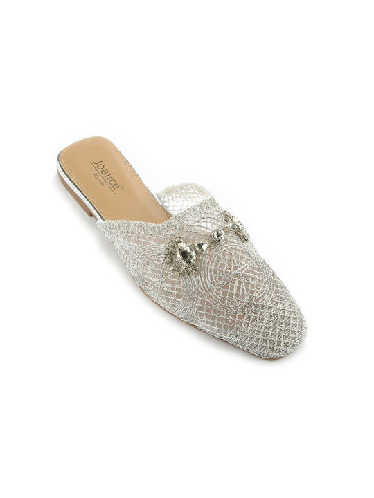 Fshoes Mules mit Wohnung Absatz in Silber Farbe