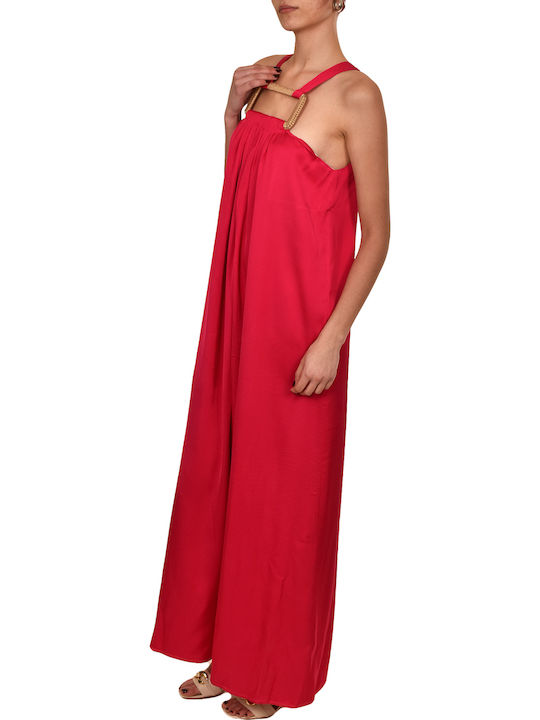 Καλοκαιρινό Maxi Βραδινό Φόρεμα Σατέν Fuchsia