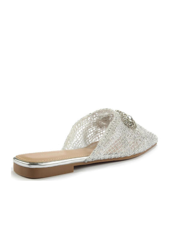 Flat Mules σε Ασημί Χρώμα