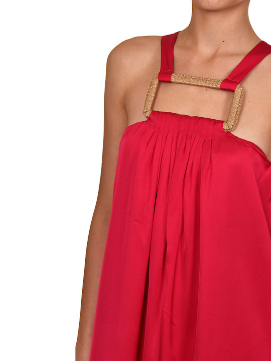 Καλοκαιρινό Maxi Βραδινό Φόρεμα Σατέν Fuchsia
