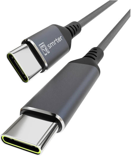 Smrter USB 2.0 Cable USB-C male - USB-C 100W PD Γκρι 0.4m Smrter_SPEEDY100_S_AT