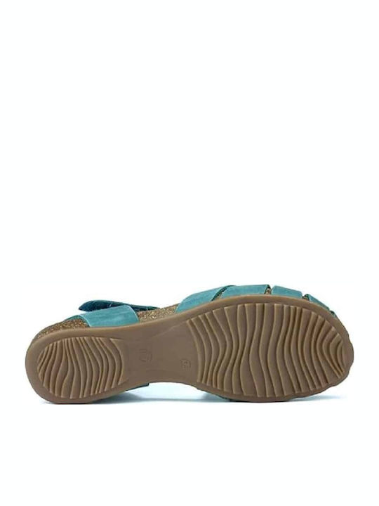 Leder Flache Sandalen für Damen Anatomisch in Blau Farbe