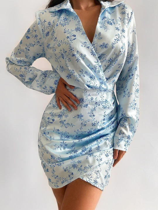 DOT Mini Dress Wrap Light Blue