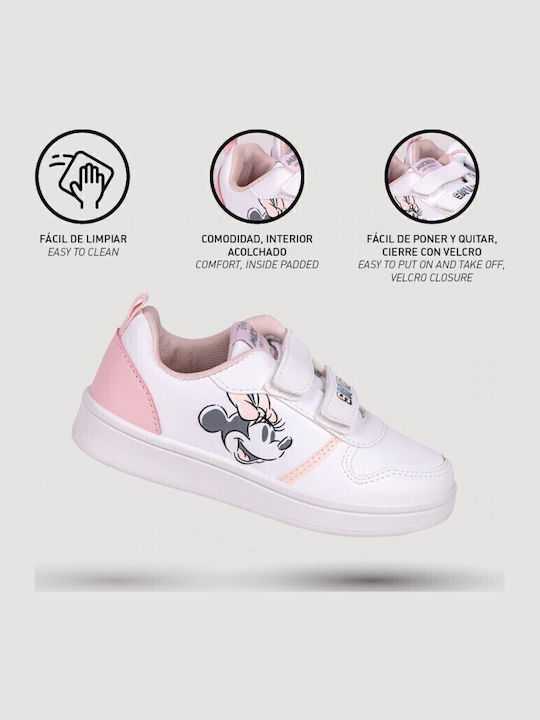 Minnie Mouse Kids Sneakers with Hoop & Loop Closure White