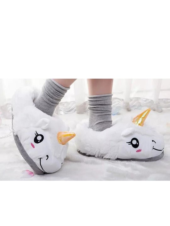 Women's Slippers with Animals White