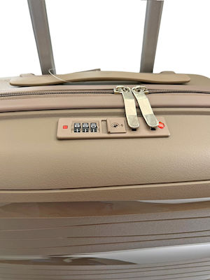 Mega Bazaar Medium Travel Suitcase Brown Taupe with 4 Wheels Height 64cm.