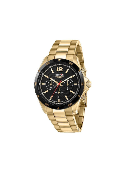 Sector Watch Chronograph Battery with Gold Metal Bracelet