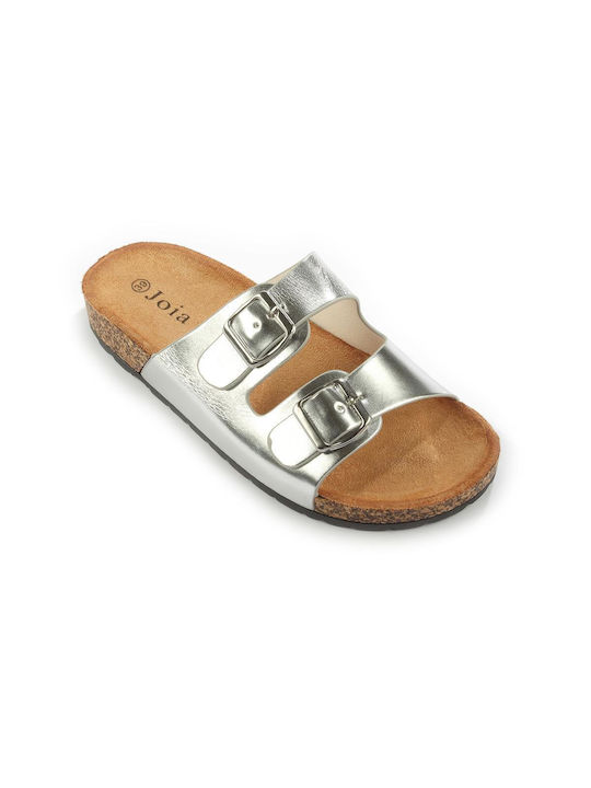 Fshoes Women's Flat Sandals in Silver Color