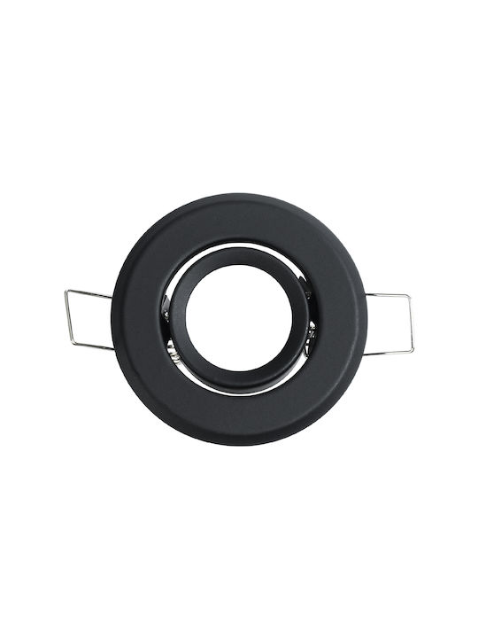 GloboStar Delta Round Metallic Frame for Spot GU5.3 Black 7x7cm. 1pcs
