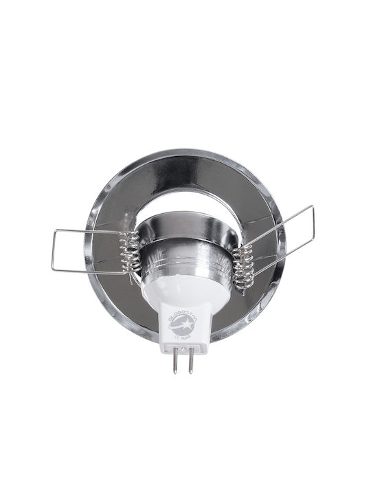 GloboStar Delta Round Metallic Frame for Spot GU5.3 Silver 7x7cm. 1pcs