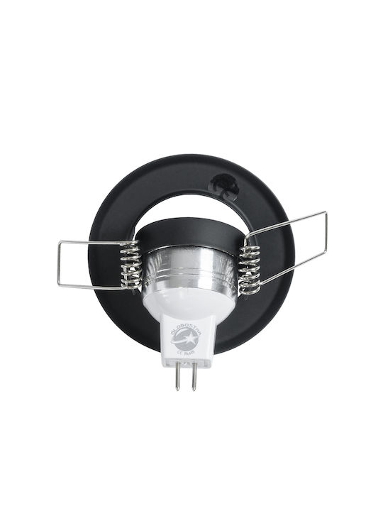 GloboStar Delta Round Metallic Frame for Spot GU5.3 Black 7x7cm. 1pcs
