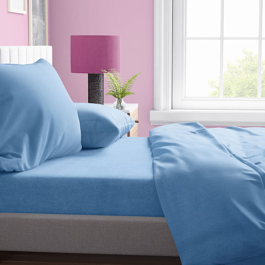 Dimcol Solid Σετ Σεντόνι με 1 Μαξιλαροθήκη Μονό 160x240εκ. Sky Blue (2τμχ)