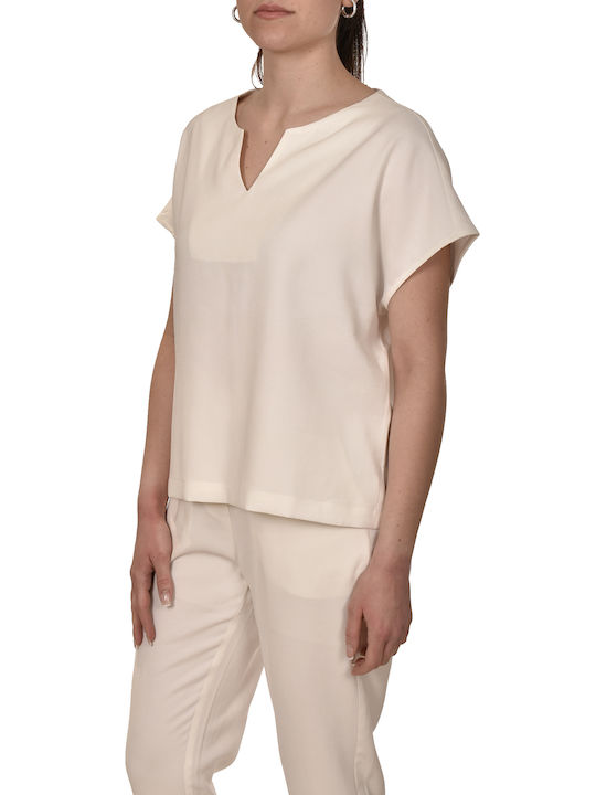 Eaters Women's Blouse with V Neckline White