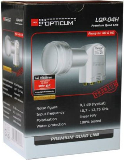 Opticum LNB Quad (4 Εξόδων) με Χαμηλό Όριο Θορύβου 0.1dB