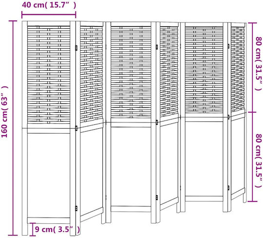vidaXL Διακοσμητικό Παραβάν Ξύλινο με 6 Φύλλα 210x160cm