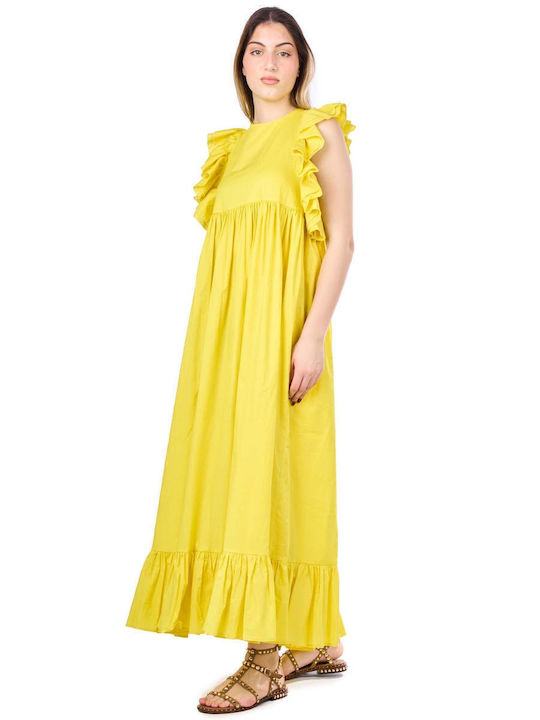 Sommer Maxi Kleid mit Rüschen Gelbe