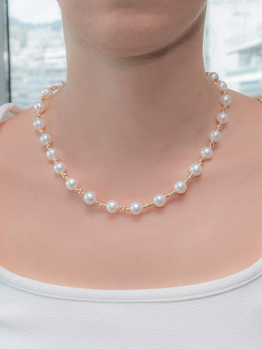 Margaritari Set mit Halskette & Armband aus Gold 14K mit Perlen