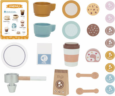 Tooky Toy Holz-Kaffeeshop-Set Tj269 für Kinder ab 3 Jahren