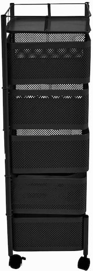Ankor Metallisches Küchenwagen Mit 5 Ebenen Schwarz 28x28x91cm
