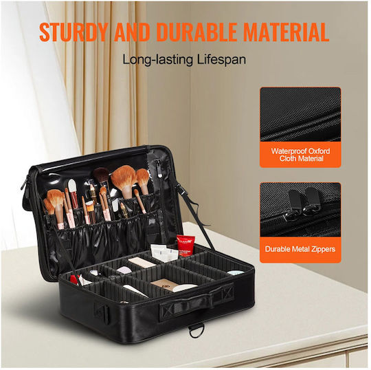 Vevor Metallic Cosmetic Case Black H12.5xW46xD30cm