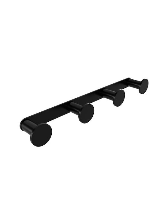 Verdi Wall-Mounted Bathroom Hook with 4 Positions Black Matt