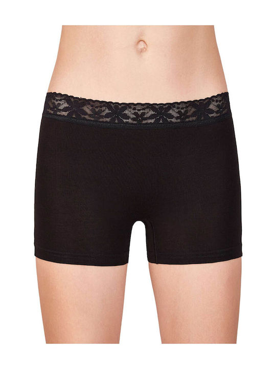 Berrak Cotton Women's Boxer with Lace Black