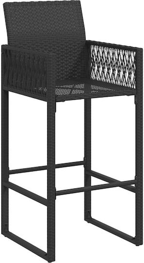 Gartenhocker Bar Außeneinsatz Rattan mit Kissen Schwarz 2Stücke 45,5x49x118cm