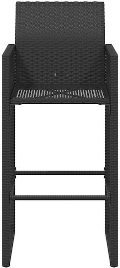 Gartenhocker Bar Außeneinsatz Rattan mit Kissen Schwarz 2Stücke 45,5x49x118cm